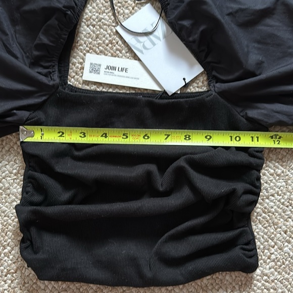 NWT Zara adorable black puff sleeve cotton crop top - Picture 7 of 13